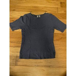 ASOS, women's grey ribbed short sleeve cropped fitted t shirt size 2